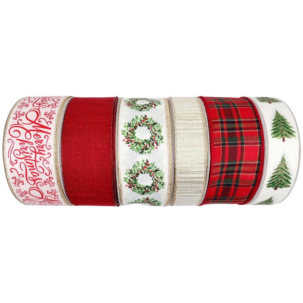 Memberâ€™s Mark 6-Pack Premium Wired Ribbon (Cottage Christmas Collection) - Indoor Christmas Decor - ShelHealth
