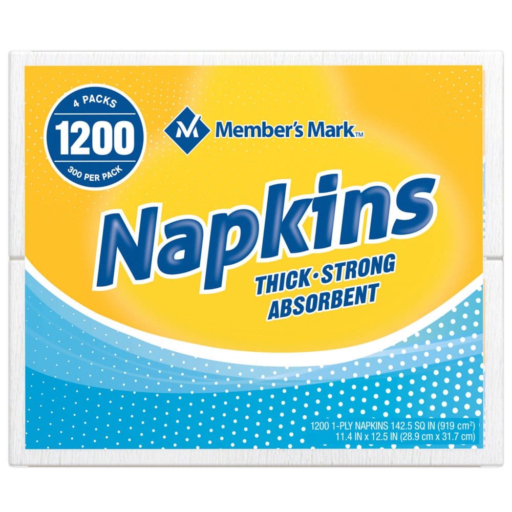 Member’s Mark 1-Ply Everyday Napkins 11.4 x 12.5 (300/pk. 4 pk.) (Pack of 10) - Disposable Tableware - Member’s