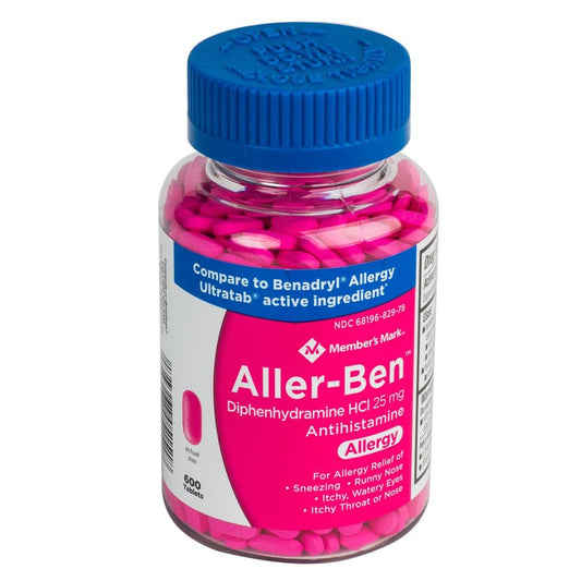 Memberâ€™s Mark 25mg Aller-Ben Diphenhydramine HCL (600 ct.) - HSA & FSA - Medicine Cabinet - Memberâ€™s