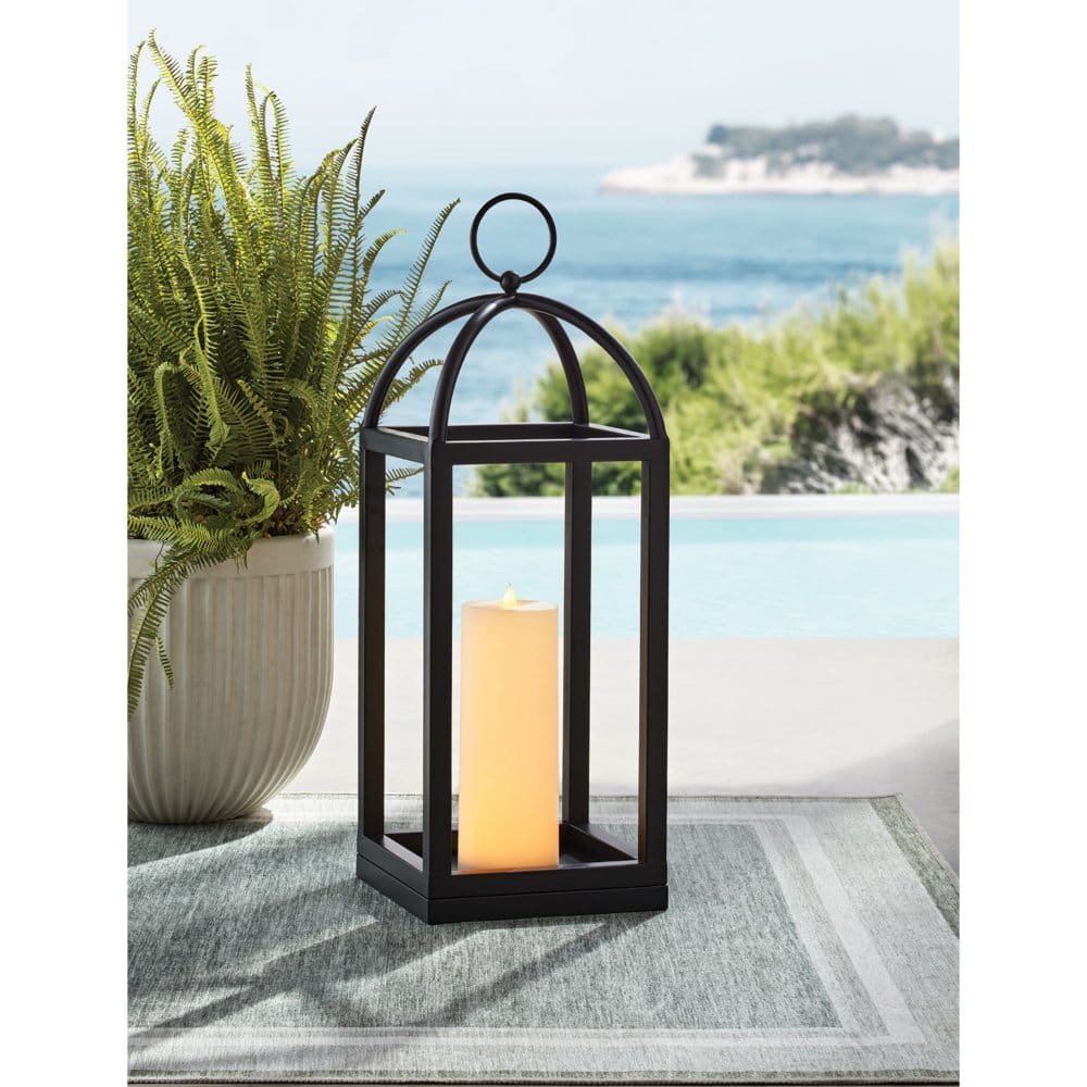 Member’s Mark 28 Black Lantern with Flameless Pillar Candle - Outdoor Lighting - ShelHealth