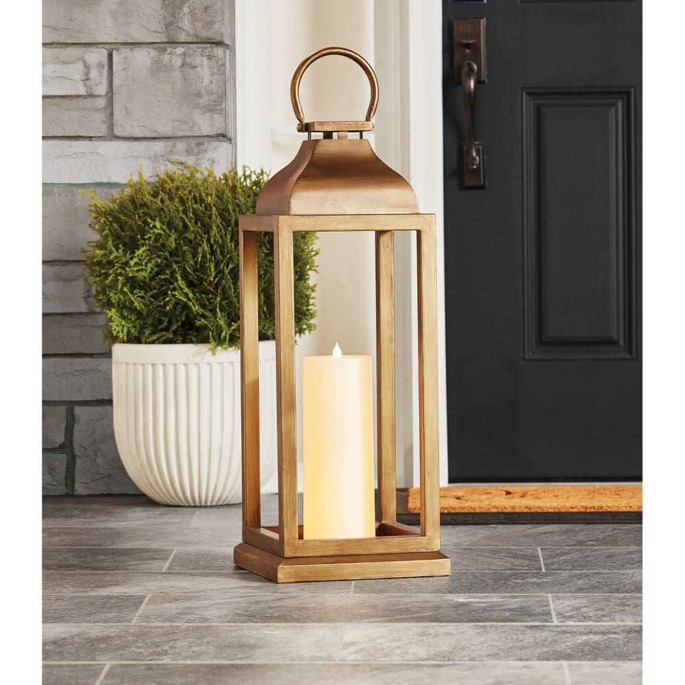 Member’s Mark 28 Bronze Lantern with Flameless Pillar Candle - Outdoor Lighting - ShelHealth