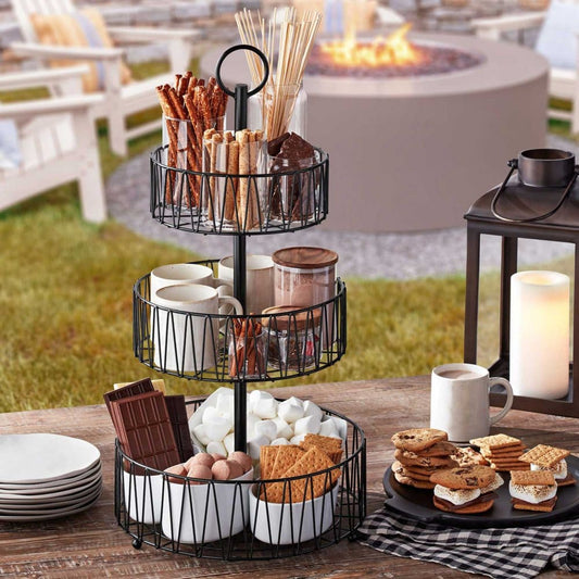 Member’s Mark 3 Tiered Wrought Iron Round Basket - Countertop Storage - Member’s