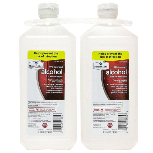 Member’s Mark 91% Isopropyl Alcohol (32 fl. oz. 2 pk.) (Pack of 3) - HSA & FSA - Medicine Cabinet - Member’s