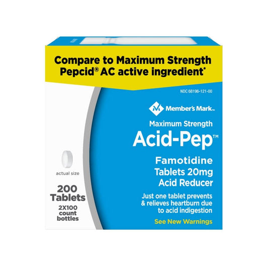 Memberâ€™s Mark Acid-Pep Famotidine Tablets 20 mg. (2pk. 100 ct./pk.) - HSA & FSA - Medicine Cabinet - Memberâ€™s