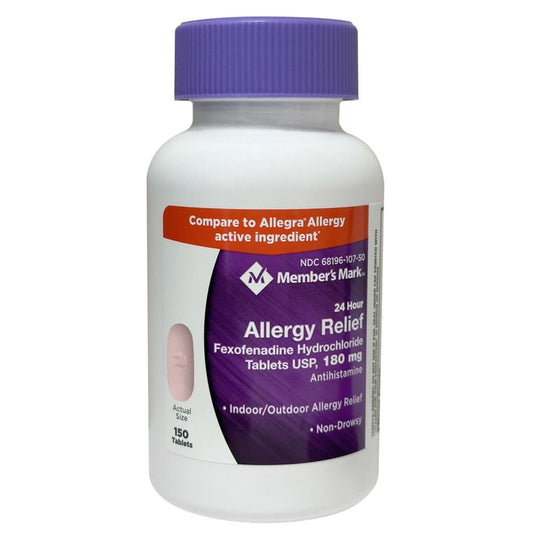 Member’s Mark Allergy Relief Fexofenadine HCl Tablets USP 180 mg. (150 ct.) - Over-the-Counter Medicines - Member’s