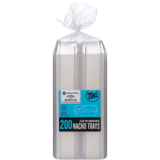 Member’s Mark Clear 2-Compartment Nacho Trays (6.5 x 5 200 ct.) - Concession Food Supplies - Member’s