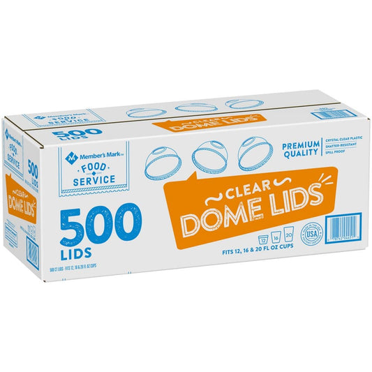 Member’s Mark Clear Dome Plastic Lids with Straw Hole - 12 16 20 oz. (500 ct.) - Food Service & Hospitality Supplies - Member’s