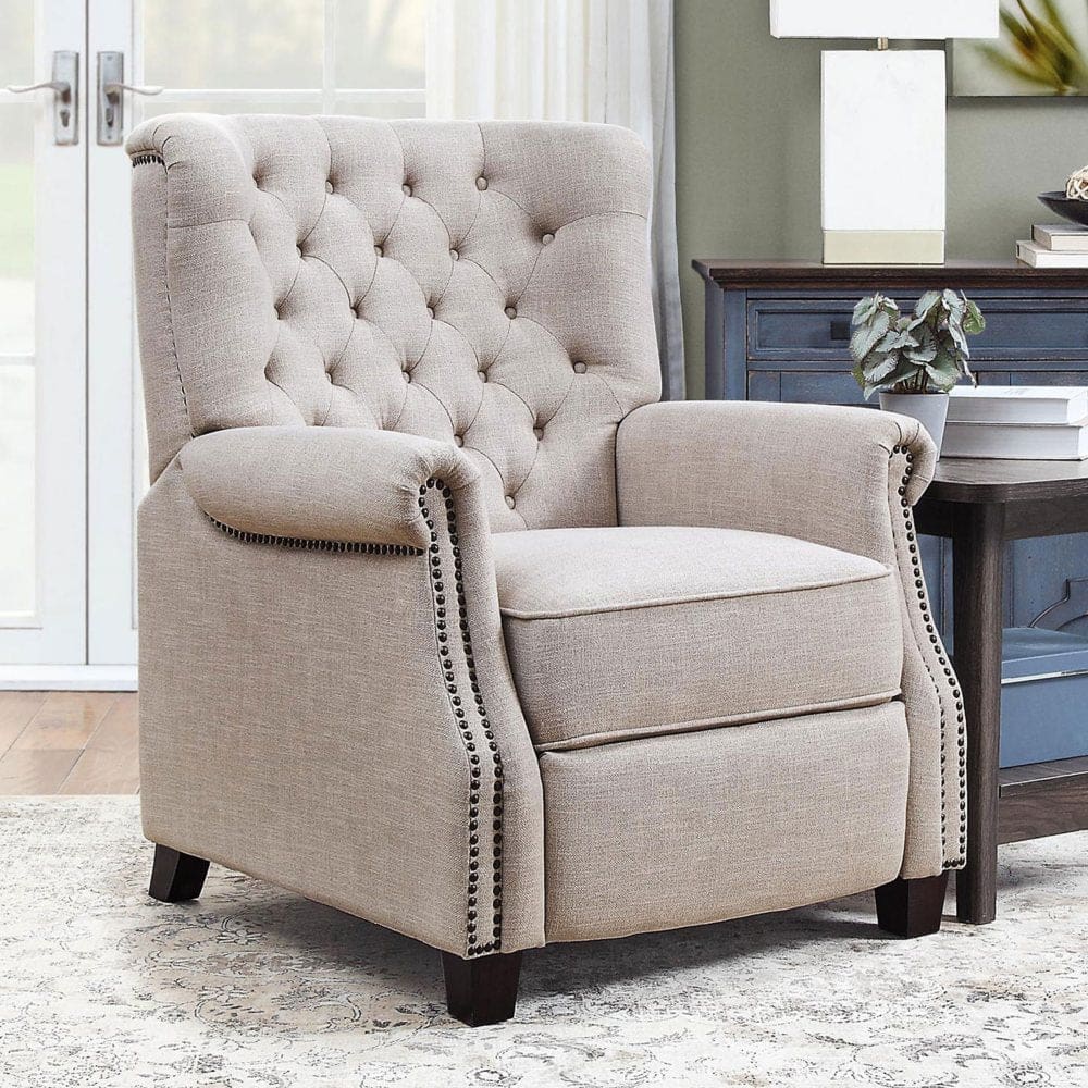 Member’s Mark Corinne Tufted Cream Fabric Pushback Recliner - Recliner Chairs - Member’s