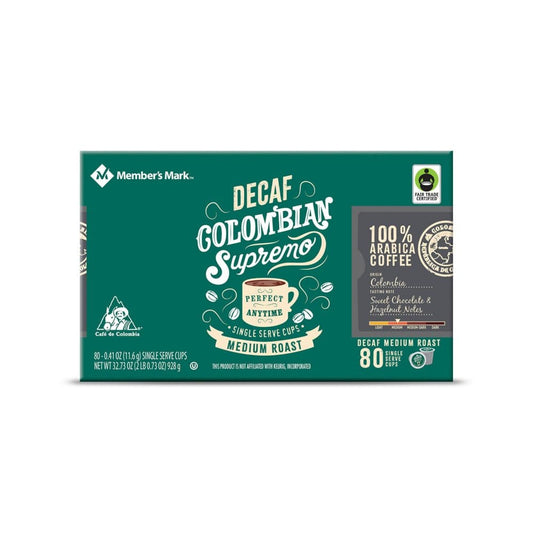 Member’s Mark Decaffeinated Colombian Coffee Single-Serve Cups (80 ct.) - Decaf Coffee - ShelHealth