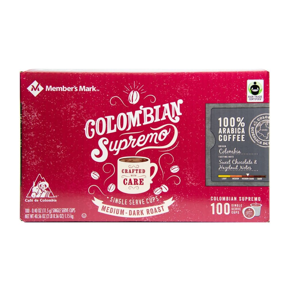 Member’s Mark Fair Trade Certified Single-Serve Cups Colombian Supremo (100 ct.) - K-Cups & Single Serve Coffee - Member’s