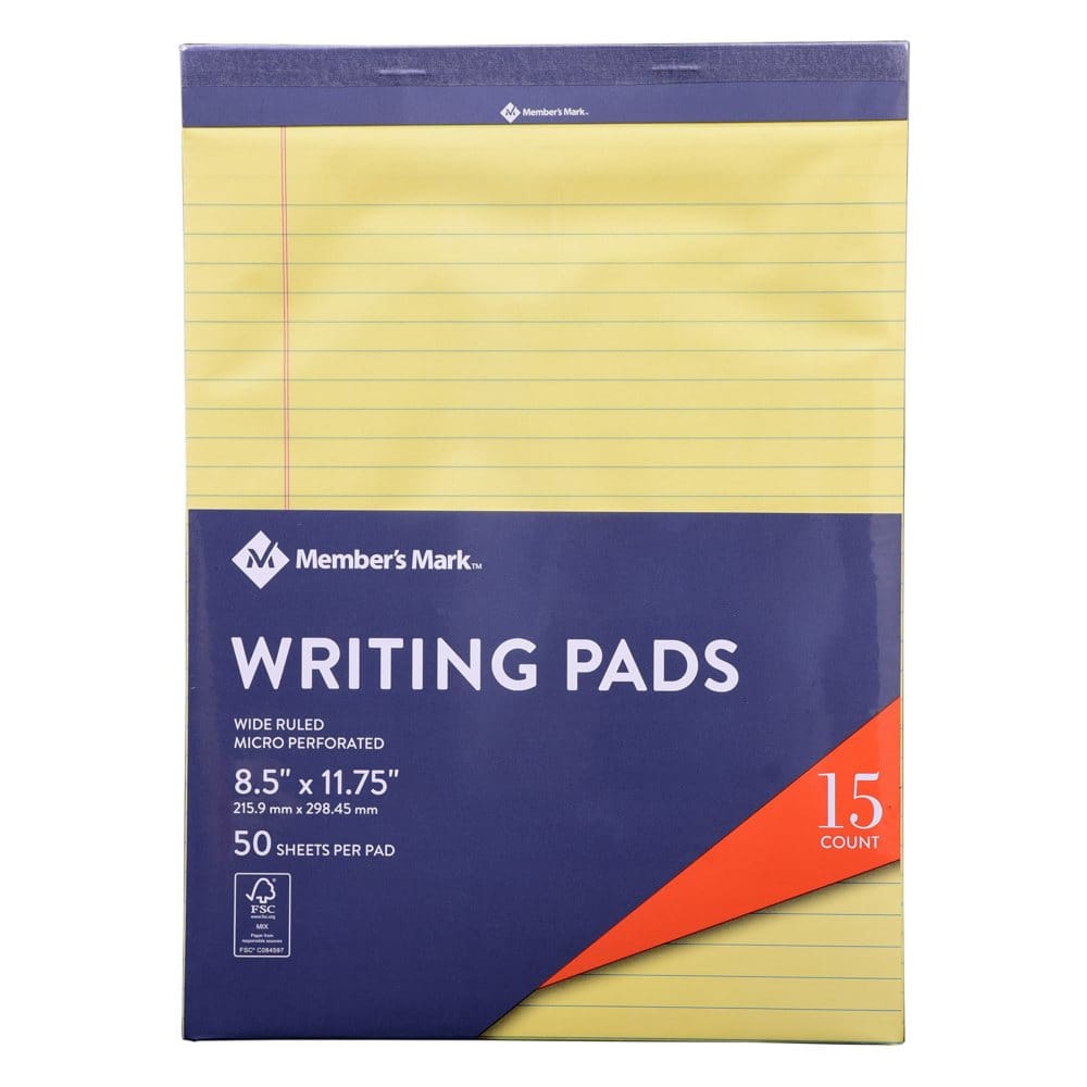 Member’s Mark Legal Writing Pad - Perforated Canary 15-Pack - Writing Pads & Notebooks - Member’s Mark