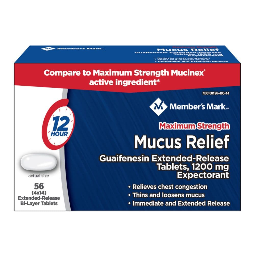 Member’s Mark Max Strength Mucus Relief Guaifenesin Tablets 1200 mg (56 ct.) - Buyers’ Picks - ShelHealth