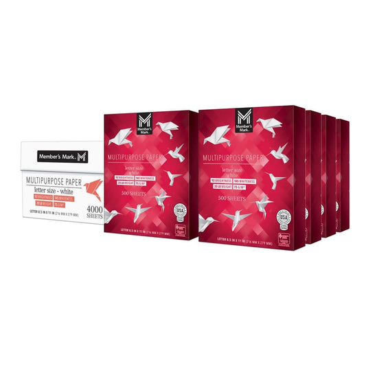 Member’s Mark Multipurpose Copy Paper 20 lb. 92 Bright 8.5 x 11 8 Ream Case - Copy Paper - ShelHealth