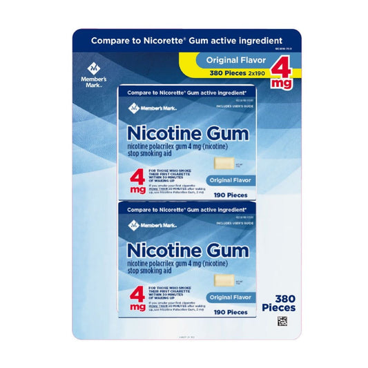Member’s Mark Nicotine Uncoated Gum 4mg Original Flavor (380 ct.) - HSA & FSA - Smoking Cessation Aids - Member’s