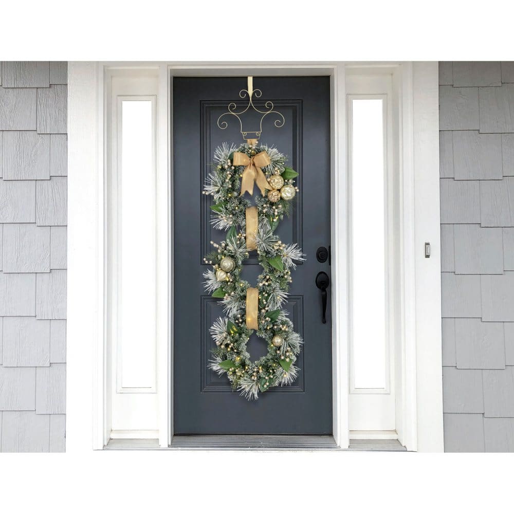 Member's Mark PreLit 3Wreath Door Hanger Gold ShelHealth