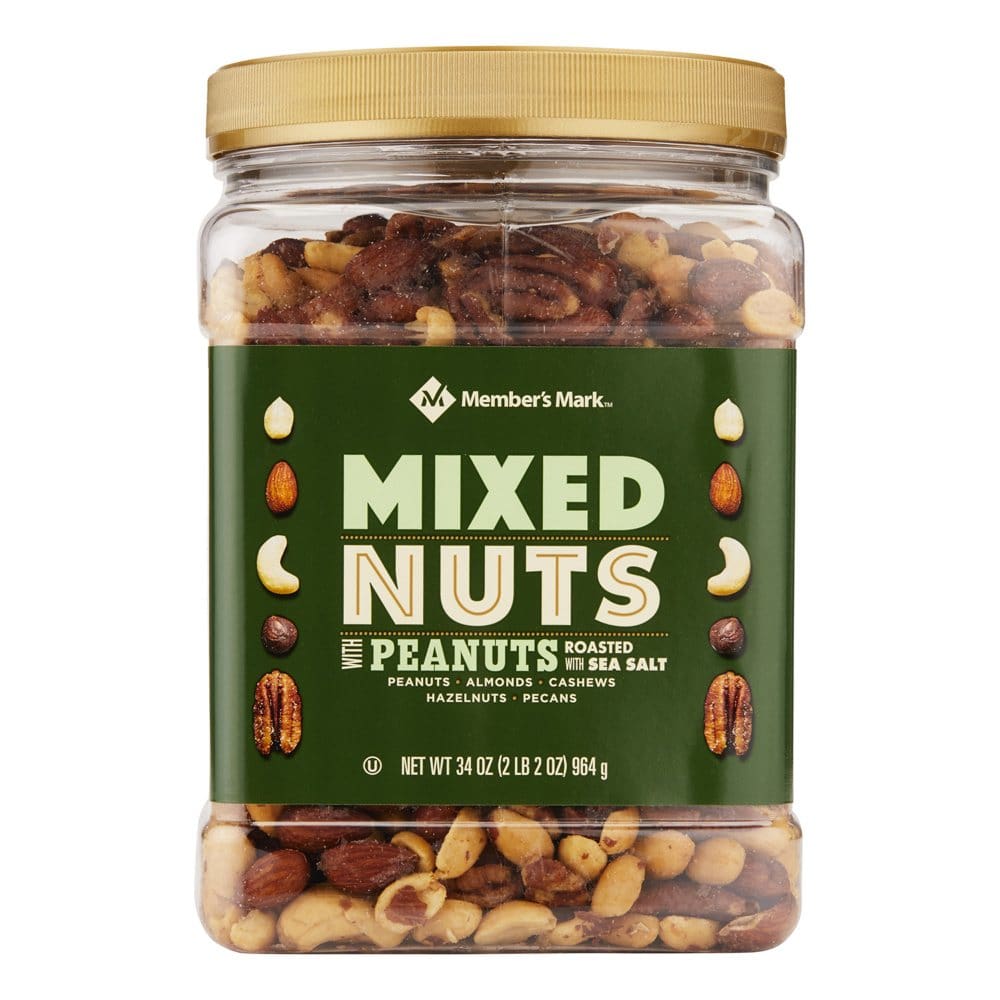 Member’s Mark Roasted and Salted Mixed Nuts with Peanuts (34 oz.) - Trail Mix & Nuts - Member’s Mark