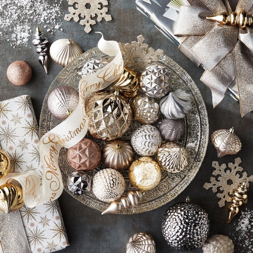 Member’s Mark Shatterproof Ornament Collection 76 Count - Metallics - Neutral Metallics - Member’s