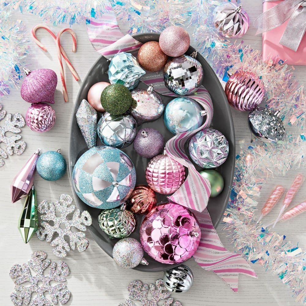 Member’s Mark Shatterproof Ornament Collection 76 Count - Pinks & Silver - Ornaments & Tree Trim - Member’s
