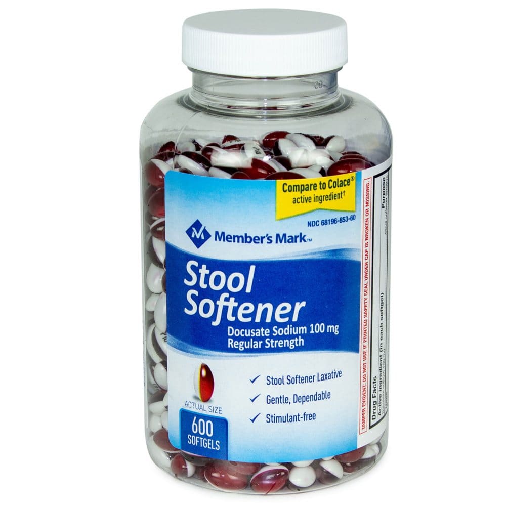 Member's Mark Stool Softener Softgels, Docusate Sodium, (100 mg., 600