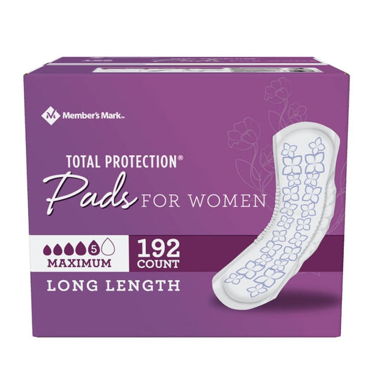 Member’s Mark Total Protection Maximum Long Pads (192 ct.) - Incontinence Aids - Member’s