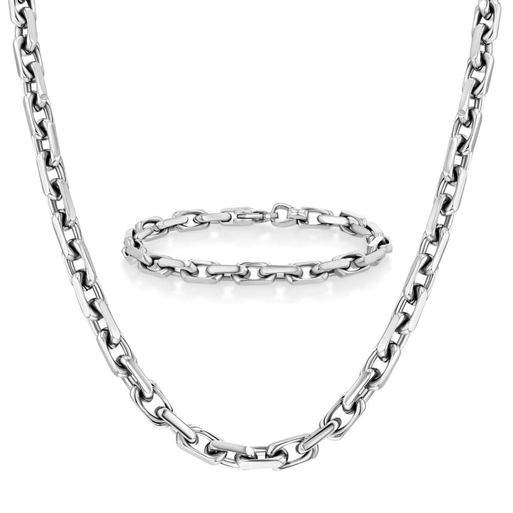 Men’s Necklace and Bracelet Set in Stainless Steel - Gifts for Him - ShelHealth