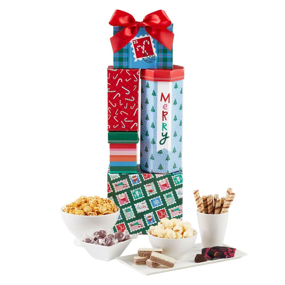 Merry Holiday Treat Gift Tower 25.68 oz. - Gift Towers - ShelHealth