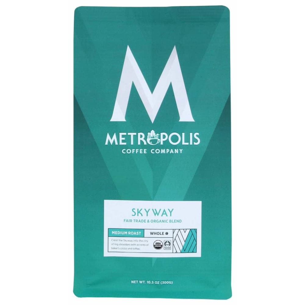 METROPOLIS COFFEE Grocery > Beverages > Coffee, Tea & Hot Cocoa METROPOLIS COFFEE: Skyway Blend Medium Roast Whole Bean Coffee, 10.5 oz