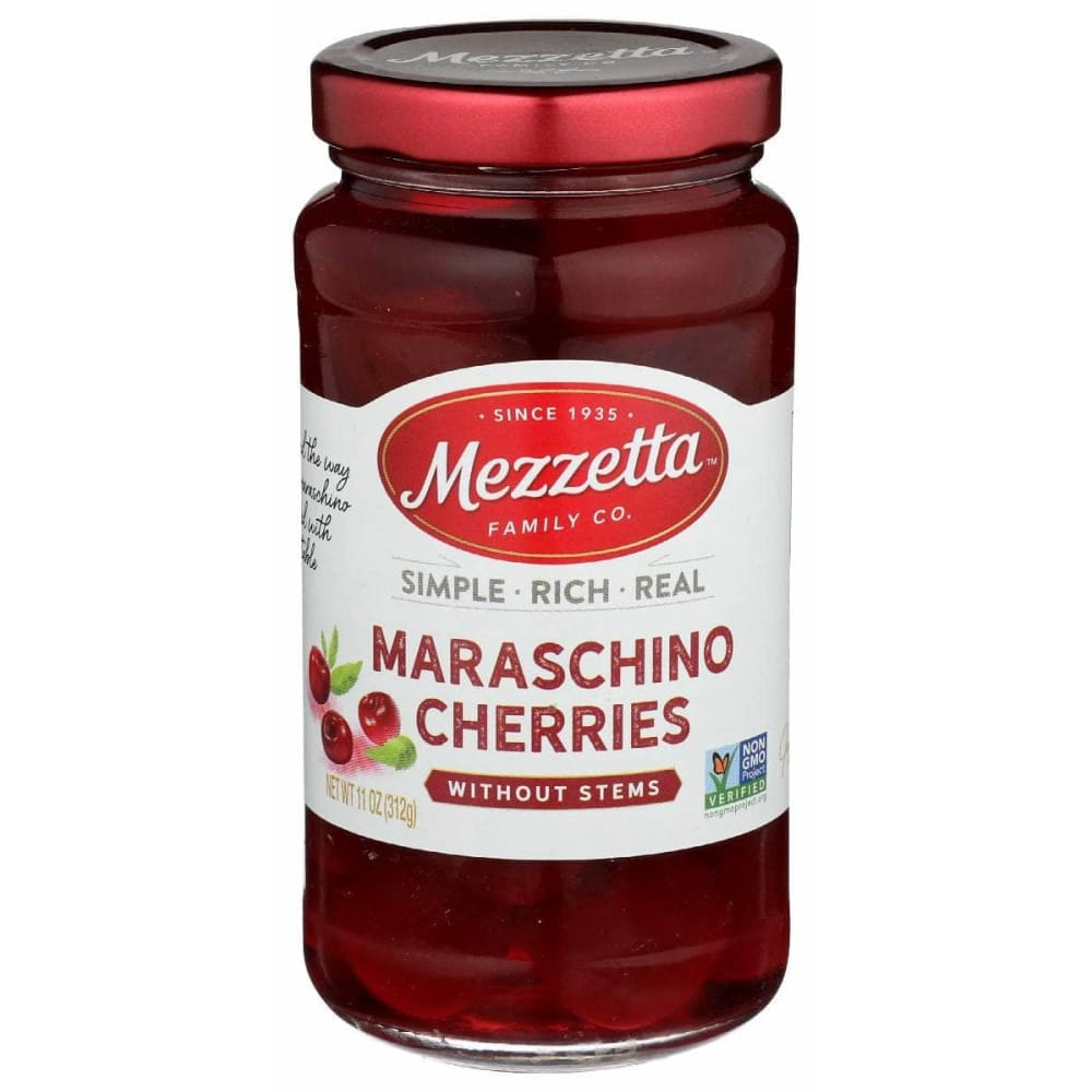 MEZZETTA Grocery > Chocolate, Desserts and Sweets > Dessert Toppings MEZZETTA Maraschino Cherries Without Stems, 11 oz