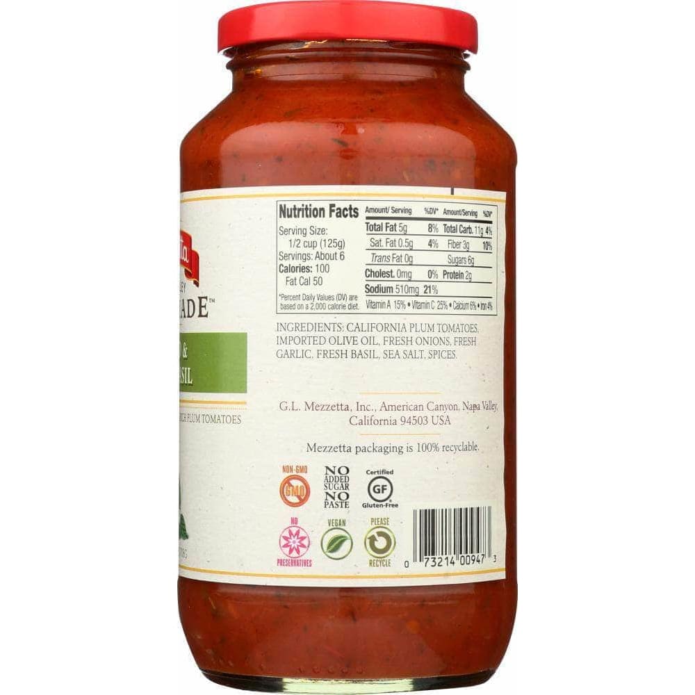 Mezzetta Mezzetta Napa Valley Bistro Tomato Basil Pasta Sauce, 25 oz