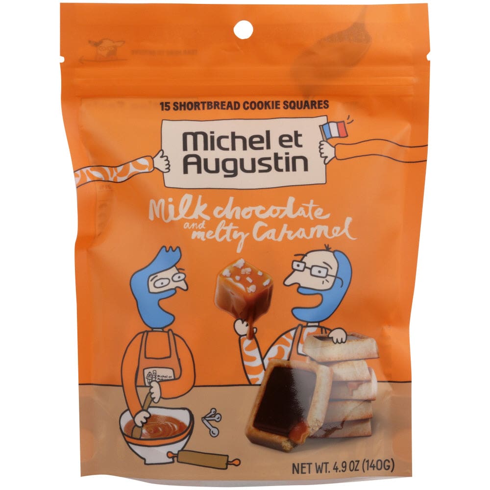 MICHEL ET AUGUSTIN: Milk Chocolate Caramel Cookie Squares 4.9 oz (Pack of 4) - Michel Et Augustin
