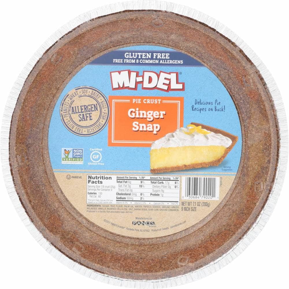 Mi-Del Midel Pie Crust Ginger Snap Gluten Free, 7.1 oz