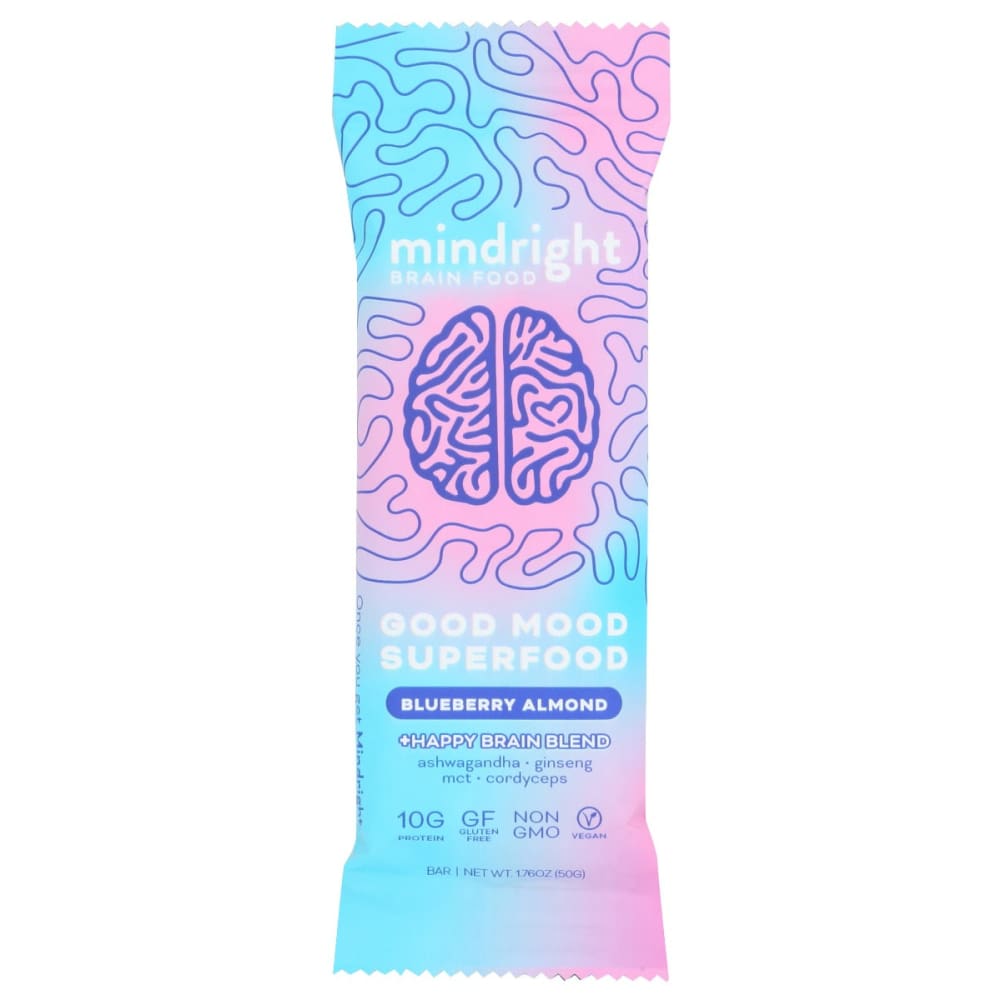 MINDRIGHT: Bar Infused Blueberry Almond 1.76 oz (Pack of 5) - Snacks > Cookies > Bars Granola & Snack - MINDRIGHT