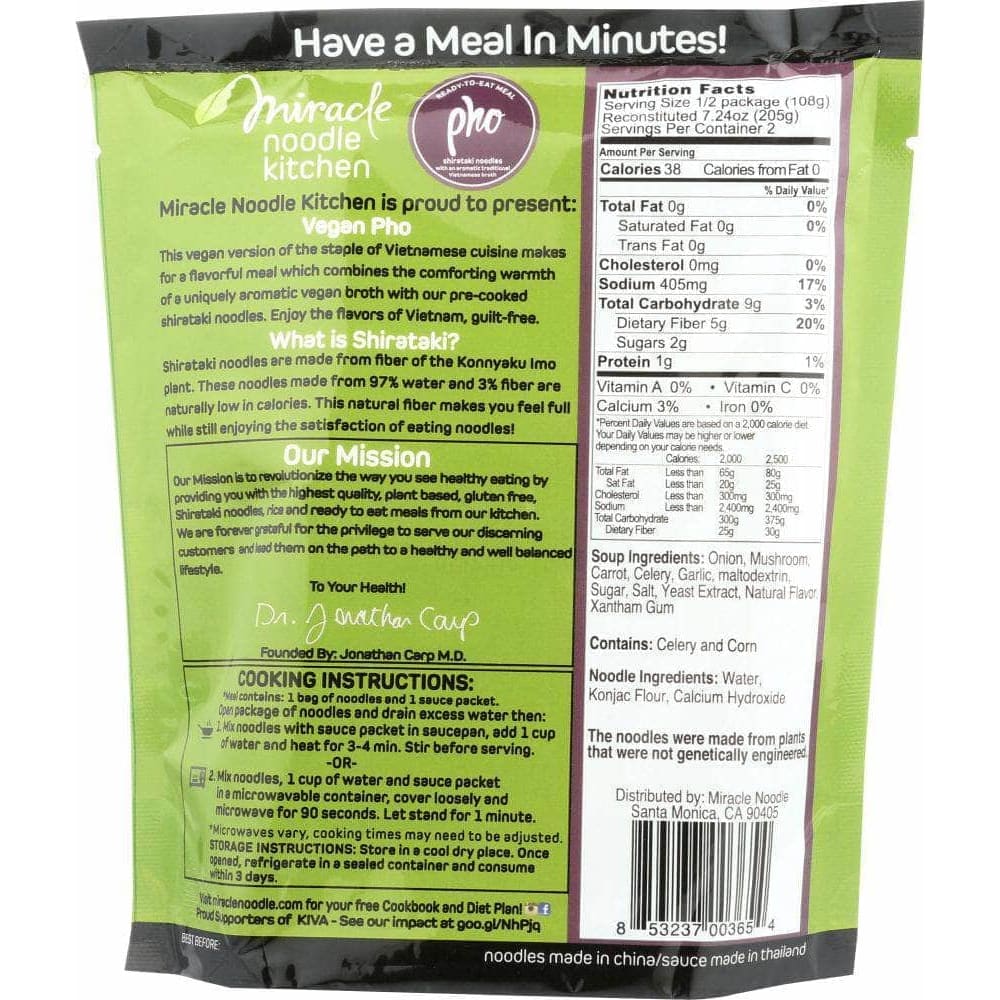 Miracle Noodle Miracle Noodle Ready-to-Eat Meal Vegan Pho, 215 gm