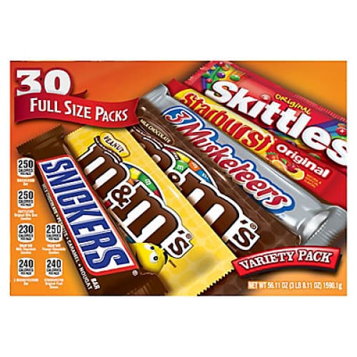 M&M’s Snickers Skittles And More Chocolate Candy Bars Bulk Full Size Fundraiser Candy 30 ct. - Home/Seasonal/Halloween/Halloween Candy &