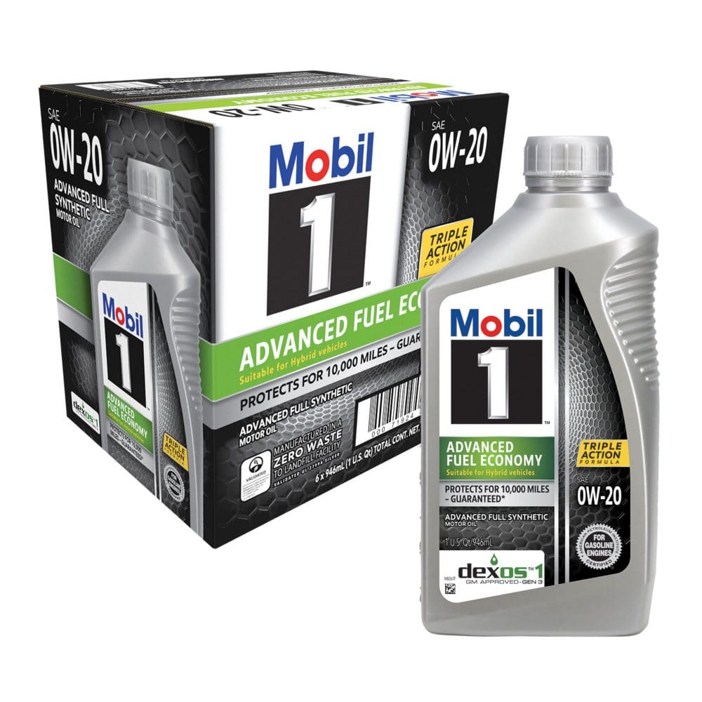 Mobil 1 0W-20 Advanced Fuel Economy Motor Oil (6 pack 1-quart bottles) (Pack of []) - Savings & Clearance - Mobil