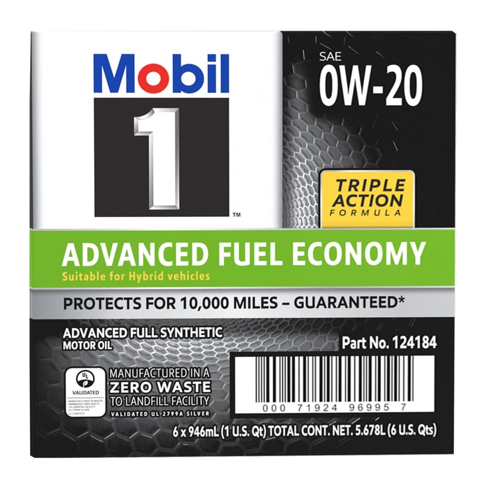 Mobil 1 Advanced Fuel Economy Full Synthetic Motor Oil 0W-20 6 pk./1 qt. - Mobil
