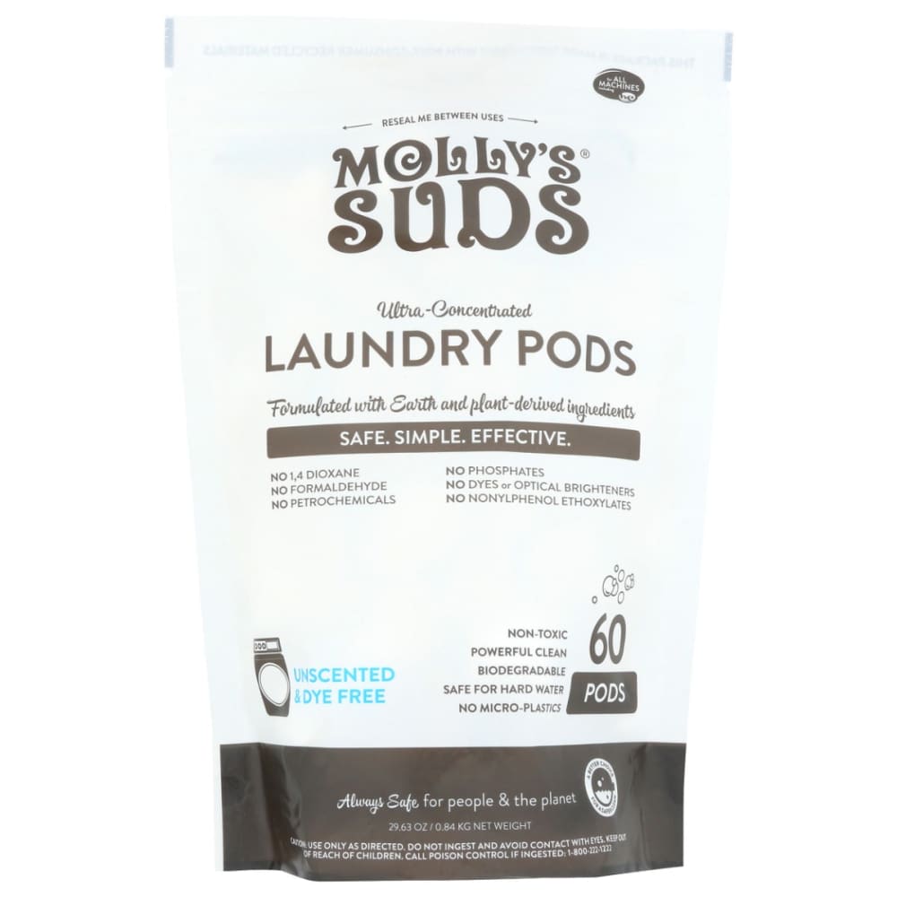 MOLLYS SUDS: Ultra Concentrated Laundry Detergent Pods 60 Count Unscented 29.63 OZ (Pack of 2) - Home Products > Laundry Detergent - MOLLY
