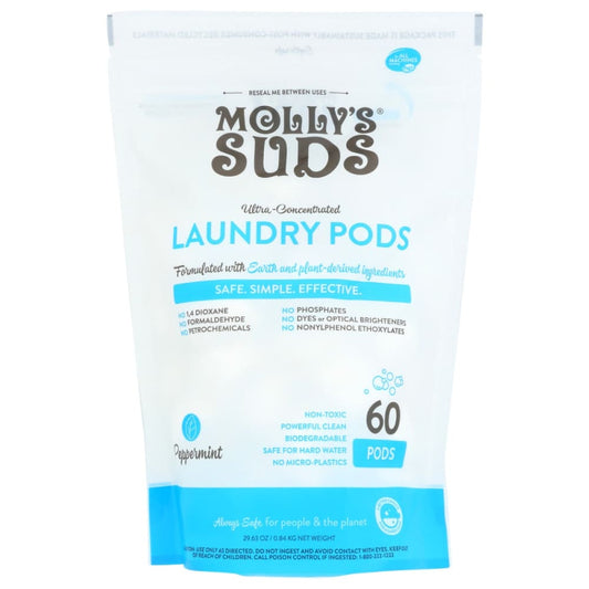 MOLLYS SUDS: Ultra Concentrated Laundry Detergent Pods Peppermint 60 Count 29.63 OZ (Pack of 2) - Home Products > Laundry Detergent - MOLLYS