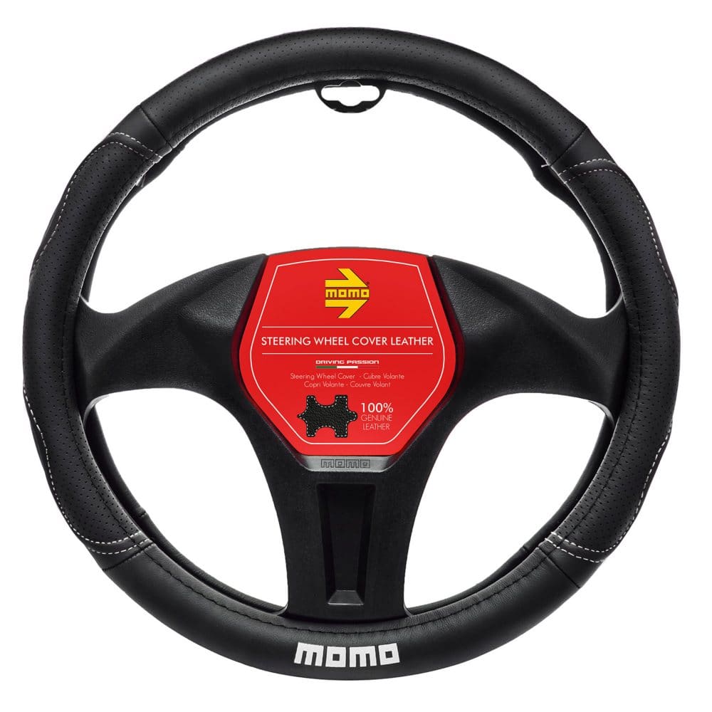 MOMO Leather Steering Wheel Cover Black and White - Cleaning & Appearance - ShelHealth