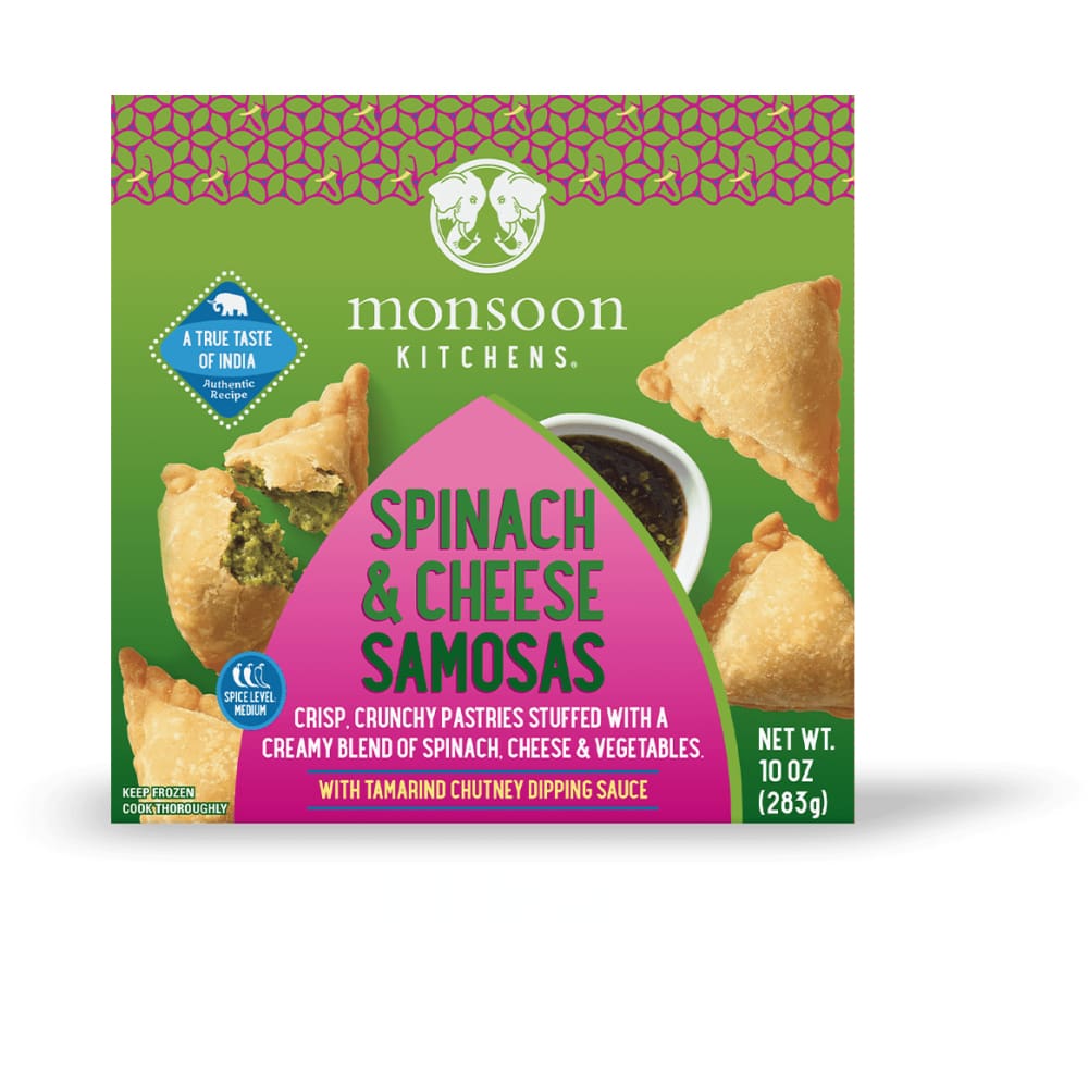 Monsoon Kitchens Inc Grocery > Chocolate, Desserts and Sweets > Pastries, Desserts & Pastry Products MONSOON KITCHENS INC: Samosa Frz Spinach Cheese, 10 oz