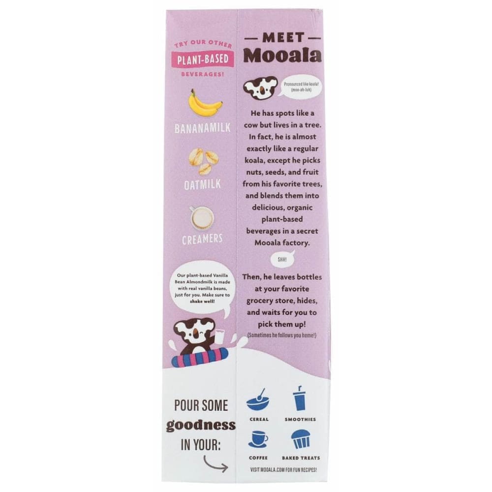 MOOALA Unsweetened Vanilla Bean Almond Milk, 33.8 fo (Case of 4