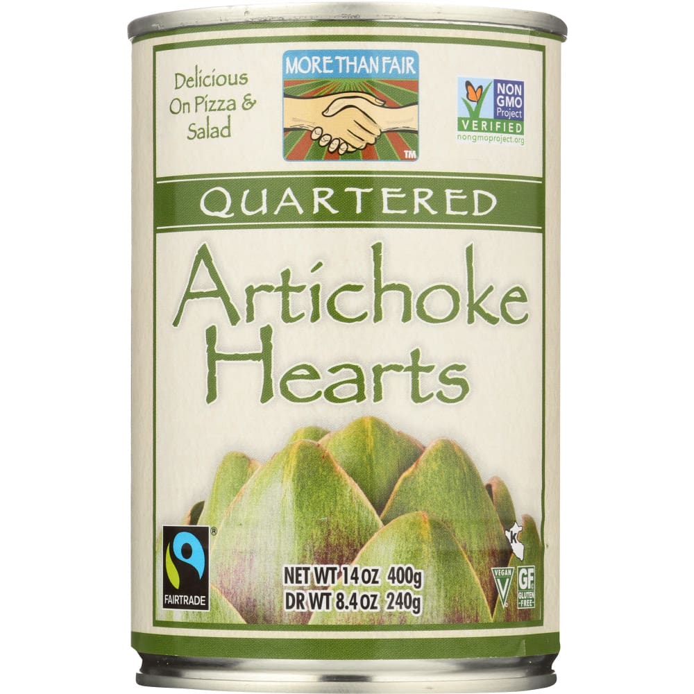 MORE THAN FAIR: Artichoke Hearts Quartered 14 oz (Pack of 4) - Grocery > Meal Ingredients > Canned Fruits & Vegetables - MORE THAN FAIR