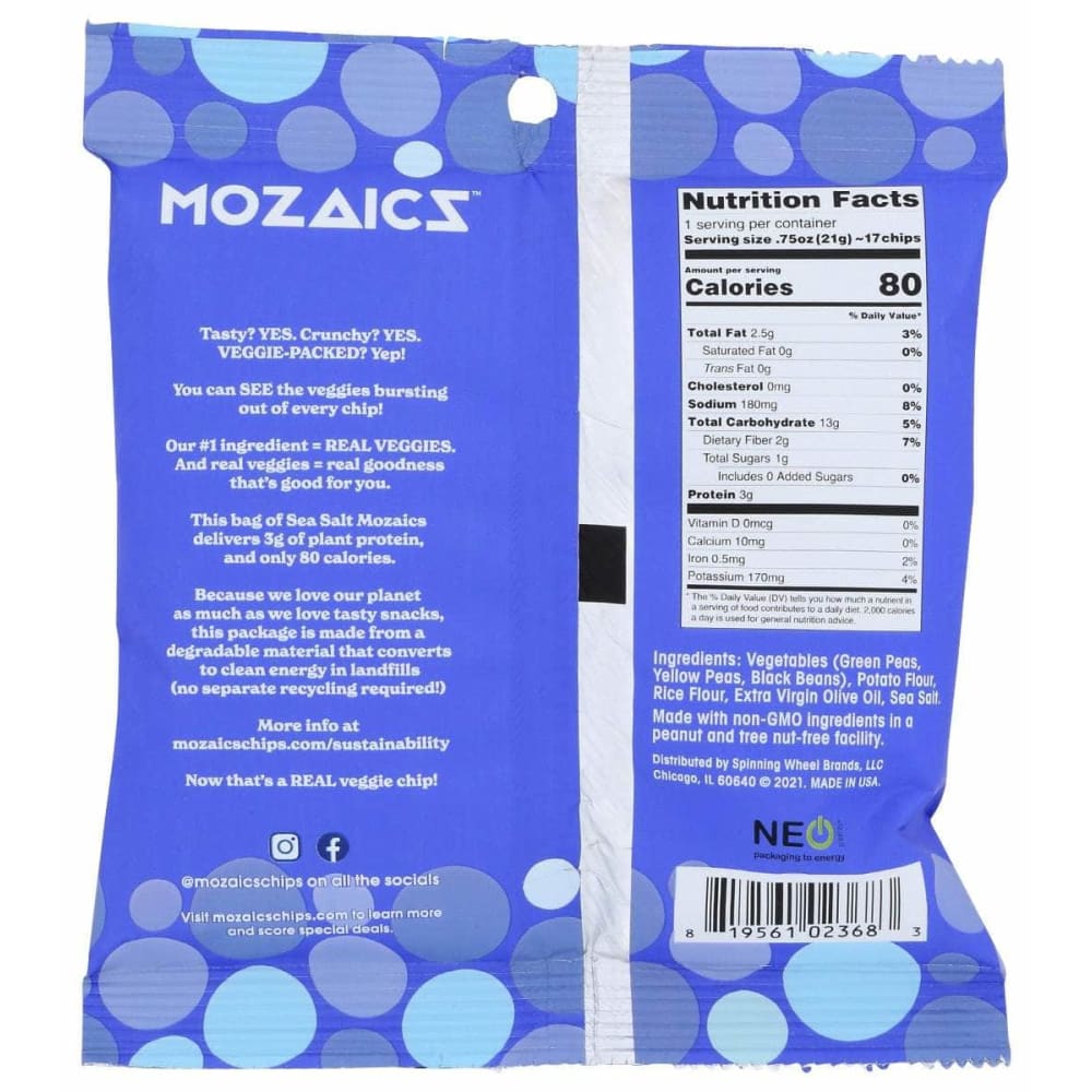 MOZAICS Grocery > Snacks > Chips MOZAICS: Sea Salt Real Veggie Chips, .75 oz