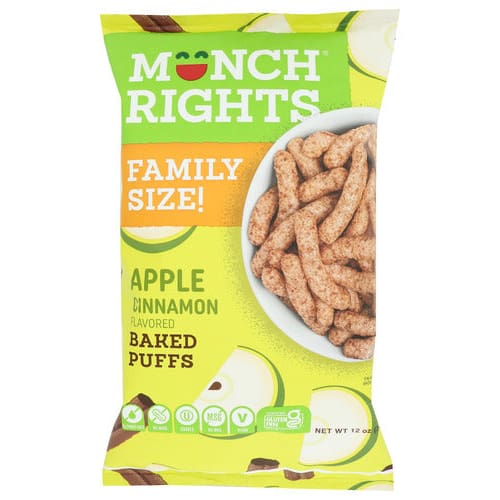 MUNCH RIGHTS: Apple Cinnamon Baked Puffs 12 oz (Pack of 4) - Puffed Snacks - MUNCH RIGHTS