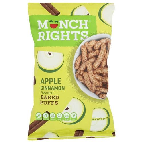 MUNCH RIGHTS: Apple Cinnamon Baked Puffs 3 oz (Pack of 6) - Puffed Snacks - MUNCH RIGHTS