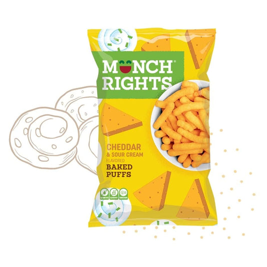 MUNCH RIGHTS: Cheddar Sour Cream Baked Puffs 12 oz (Pack of 4) - Puffed Snacks - MUNCH RIGHTS