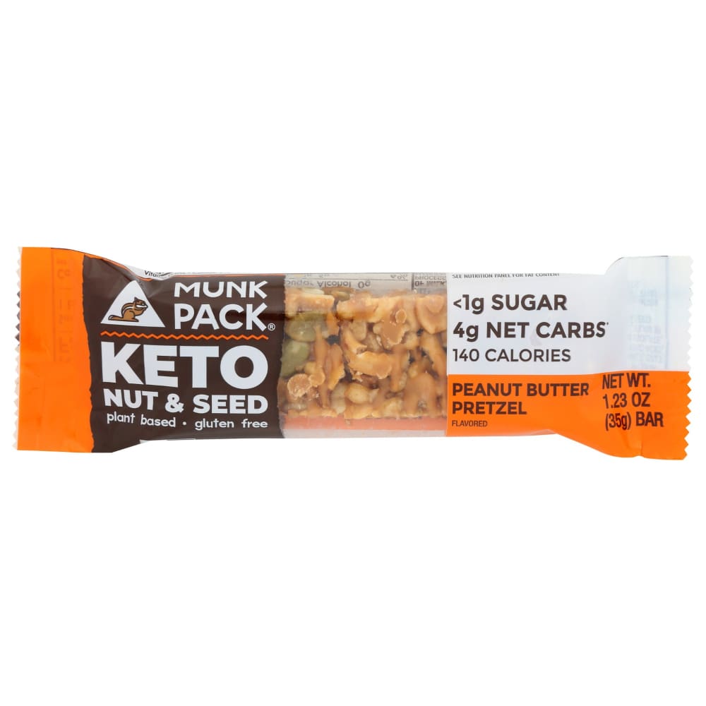 MUNK PACK: Peanut Butter Pretzel Keto Bar 1.23 oz (Pack of 6) - Nutritional Bars Drinks and Shakes - MUNK PACK