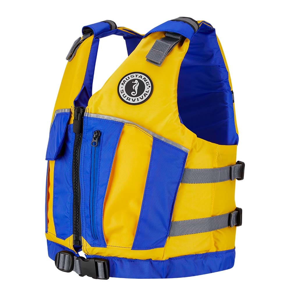 Mustang Youth Reflex Foam Vest - Yellow/ Royal Blue - Marine Safety | Personal Flotation Devices - Mustang Survival