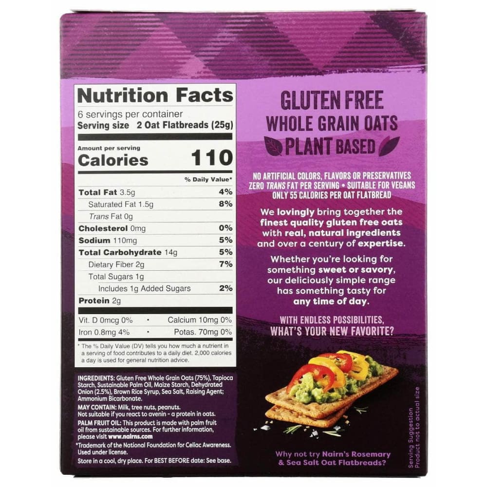 NAIRNS Grocery > Snacks > Crackers NAIRNS: Caramelized Onion Oat Flatbreads, 5.29 oz