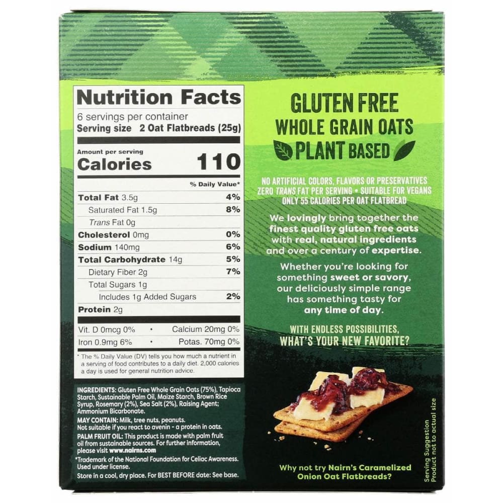 NAIRNS Grocery > Snacks > Crackers NAIRNS: Rosemary & Sea Salt Oat Flatbreads, 5.29 oz